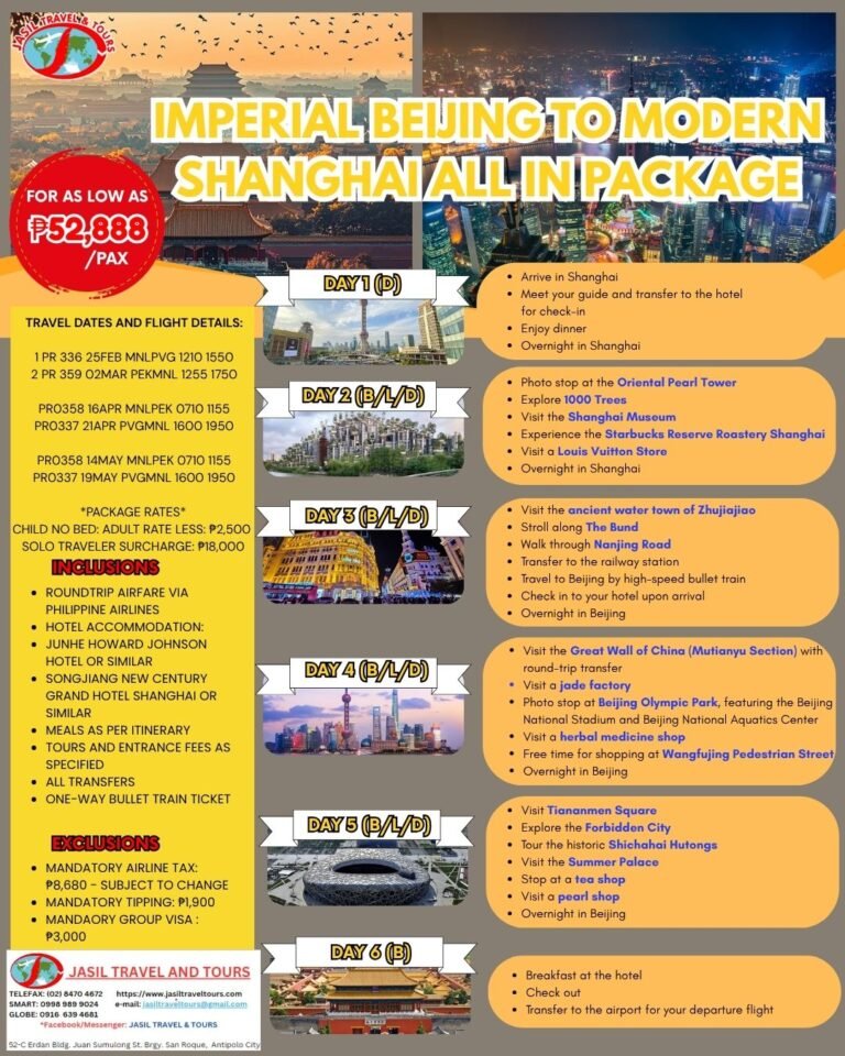 6D5N BEIJING AND SHANGHAI PACKAGE from Festive Tours
